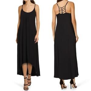 NWT Nicole Miller High Low Hem Lightweight Strappy Ladder Back Maxi Dress